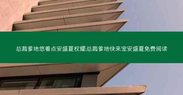 总裁爹地悠着点安盛夏权耀;总裁爹地快来宠安盛夏免费阅读