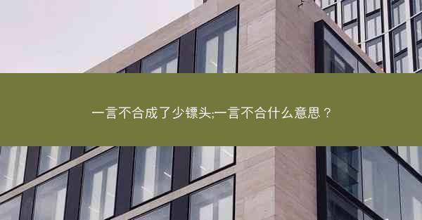 一言不合成了少镖头;一言不合什么意思？