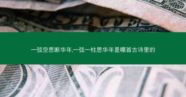 一弦空思断华年,一弦一柱思华年是哪首古诗里的